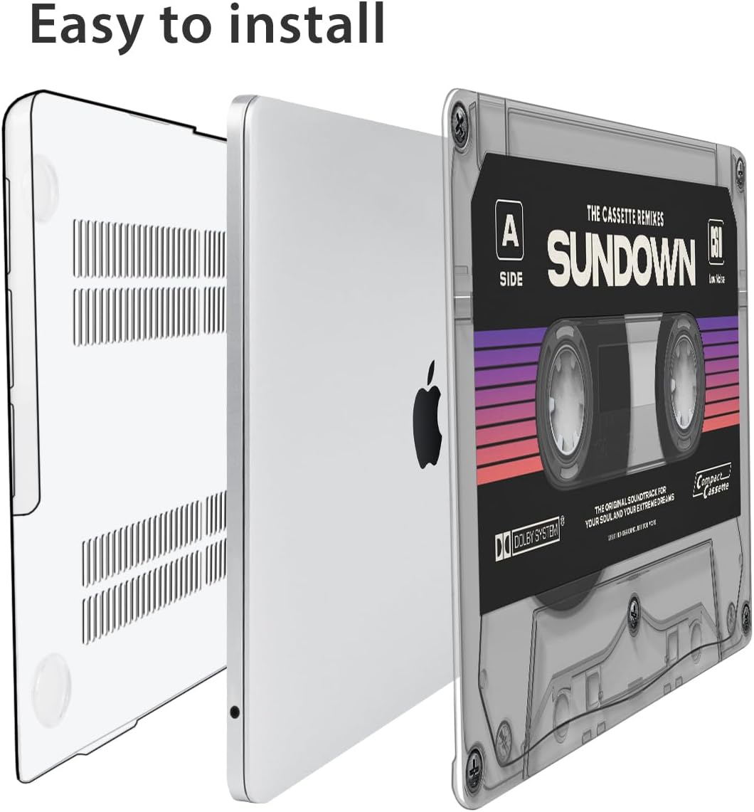 Compatible with MacBook Air 13.6 inch Case 2025 2024 2023 2022 Release M4 A3240 M3 A3113 M2 A2681 with Touch ID, Plastic Hard Shell Case&Keyboard Cover&Screen Film&Webcam Cover, Cassette Tape