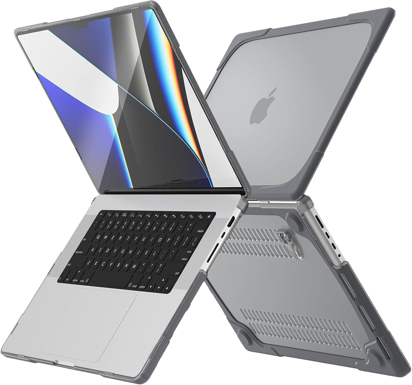 Batianda Compatible with New MacBook Pro 16 inch Case 2024 M4 Chip 2023 2021 Release with M3 M2 Pro Max, Heavy Duty Protective Plastic Hard Shell with Fold Kickstand & Keyboard Cover Protector, Gray