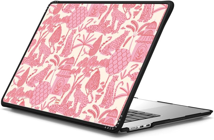 CASETiFY Impact MacBook Air 15" (M2-M4) Case [Cushioned Impact Corners/Scratch-Resistant/Anti-Slip Grip] - Cheetah Paradise - Clear Black