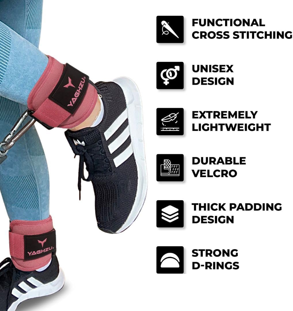 Ankle Straps for Cable Machines Women - Adjustable Gym Ankle Strap for Cable Machine, Neoprene Padded Cable Straps, Durable Leg Strap with Cable Cuff, Glute Kickback Ankle Strap with D Rings