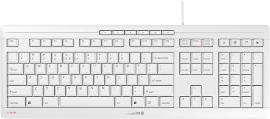 Cherry Stream Keyboard - Wired USB Keyboard - SX Scissors Mechanism - GS Approval - QWERTY – White