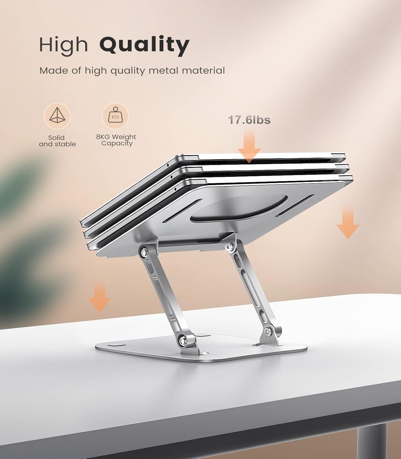 Laptop Stand, Adjustable Laptop Stand for Desk, Aluminum Computer Stand Portable Laptop Riser, Foldable Laptop Holder for Mac HP ASUS Acer Surface ThinkPad Dell