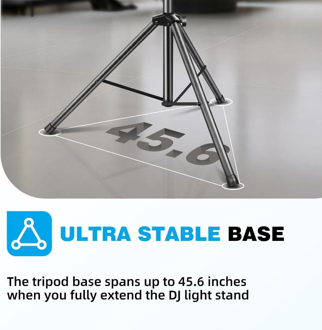 DJ Stand, T-Bar Tripod Stage Lights Stand Portable and Adjustable 49-114 Inch Heavy Duty for Stage, Bar, Par Light