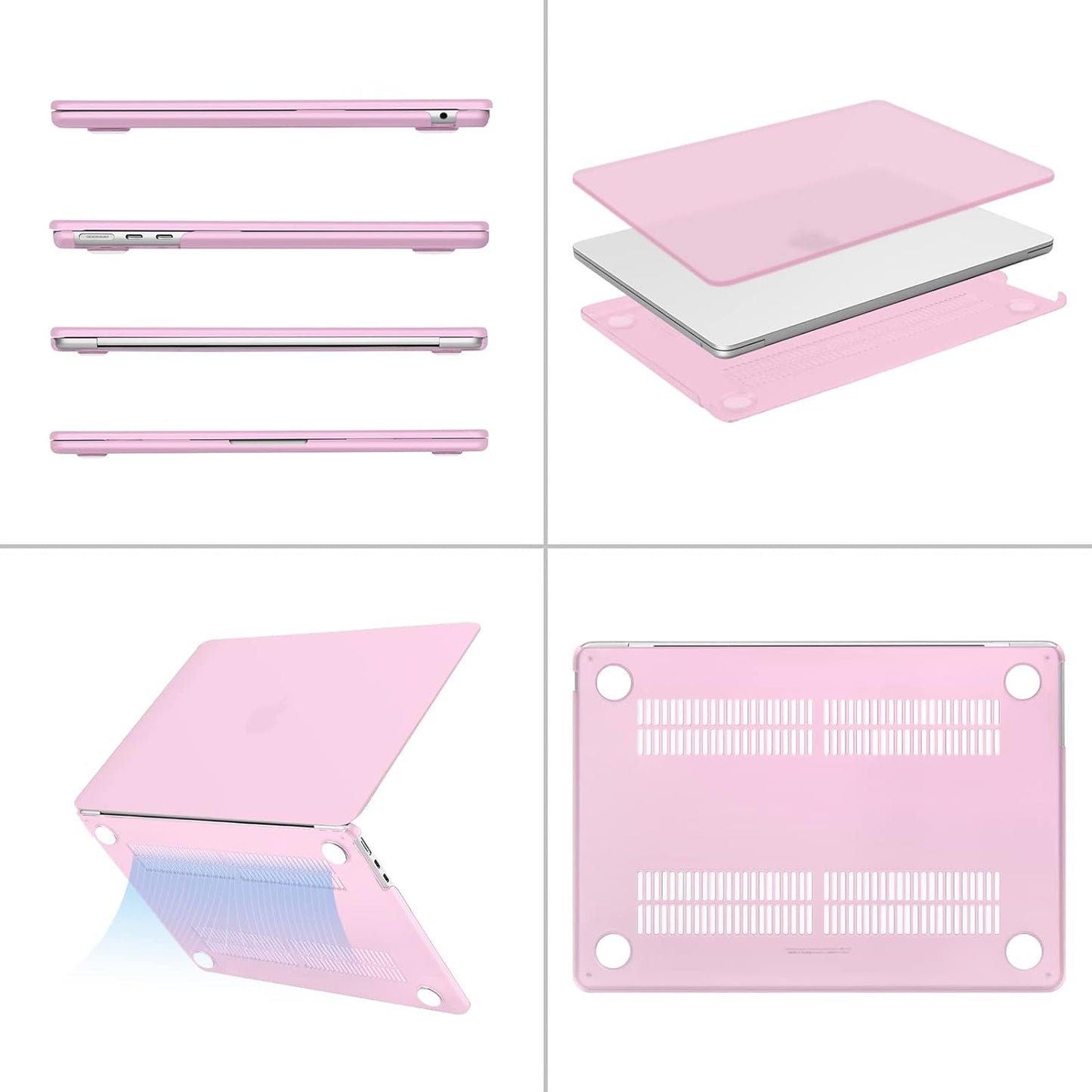 MOSISO Compatible with MacBook Air 13 inch Case 2025 2024 2023 2022 M4 A3240 M3 A3113 M2 A2681, Plastic Hard Shell&Keyboard Cover&Screen Film&Type C for MacBook Air 13.6 inch Case, Dusty Pink