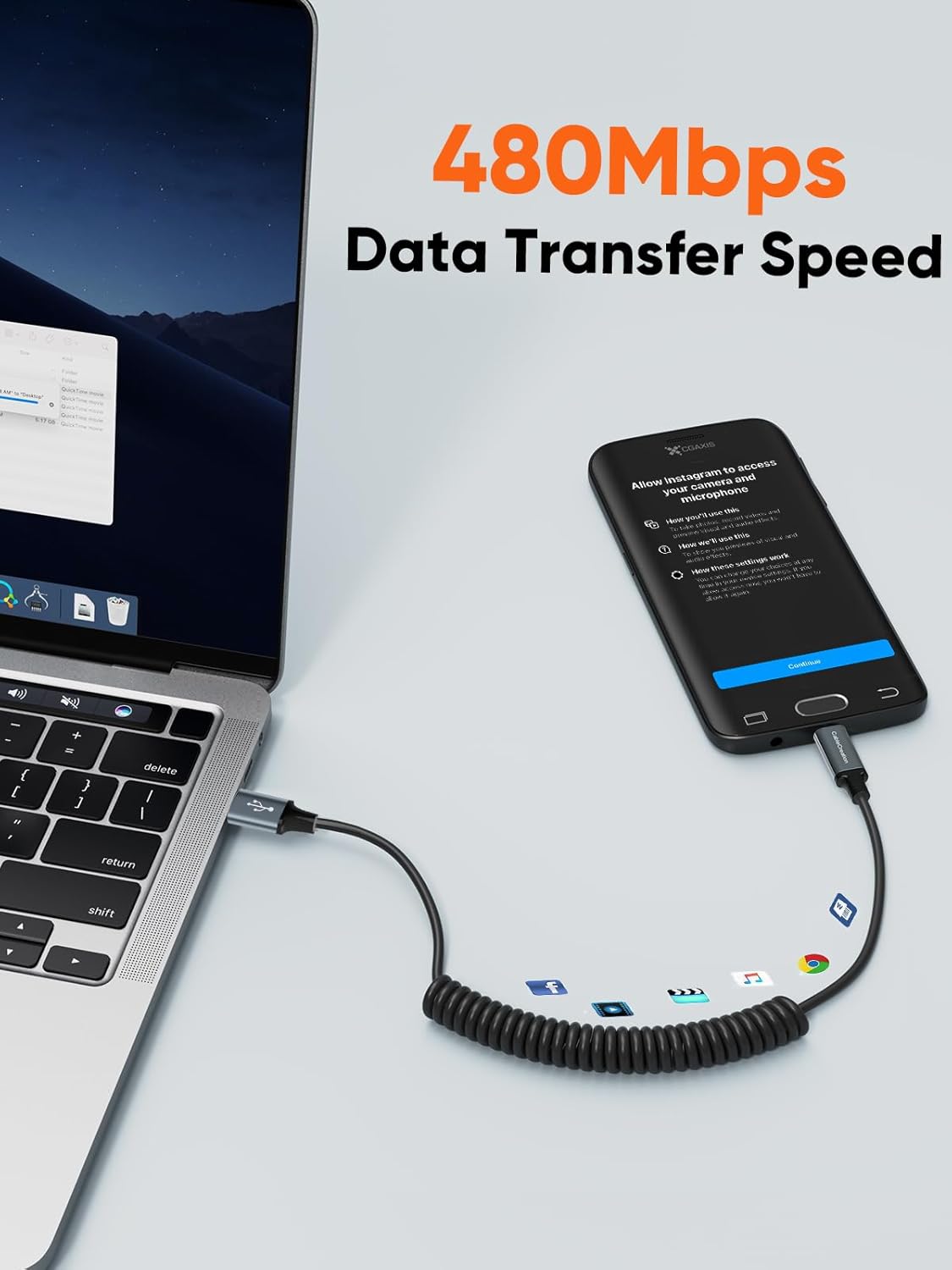 CableCreation Coiled USB C Cable, Coiled USB A to USB C Cable for Car Type C Charger Cable for Carplay & Android Auto Compatible with iPhone 16,15, Samsung Galaxy S24 / S23, Google Pixel, Tablet