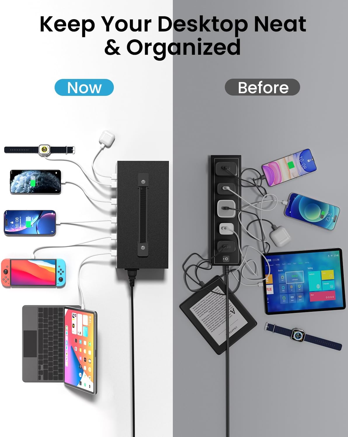 300W USB~c Charging Station, 40 Port (20 USB A & 20 USB~C Port) USB Charger Block, Fast Charging Station for Multiple Devices, Desktop Charger Compatible for iPhone, iPad, Tablets