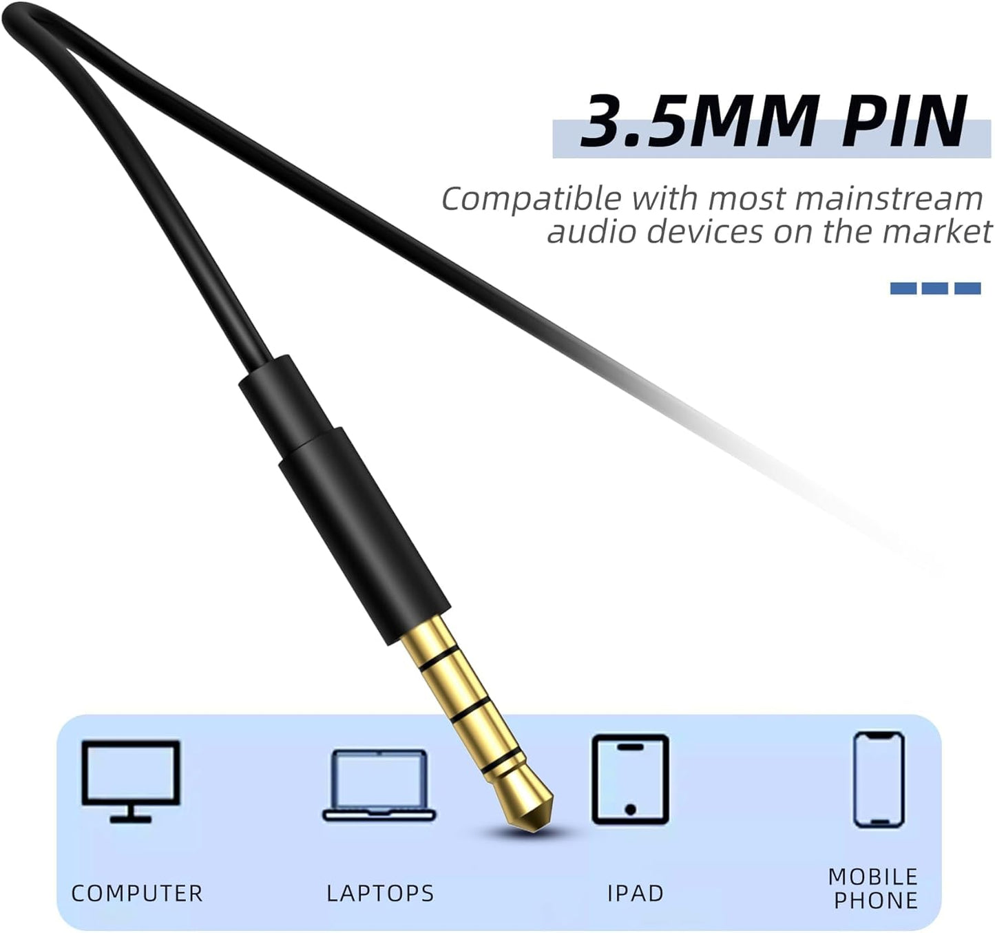 EP-06 Wired Earbuds in-Ear Earphones,Build-in Microphone Noise Isolating Headphones,3.5mm Jack 4.9ft Long Cord Ear Buds,HD Bass Audio,with 6 Ear Tips,for Smartphones/Laptop/Computer Etc-Black