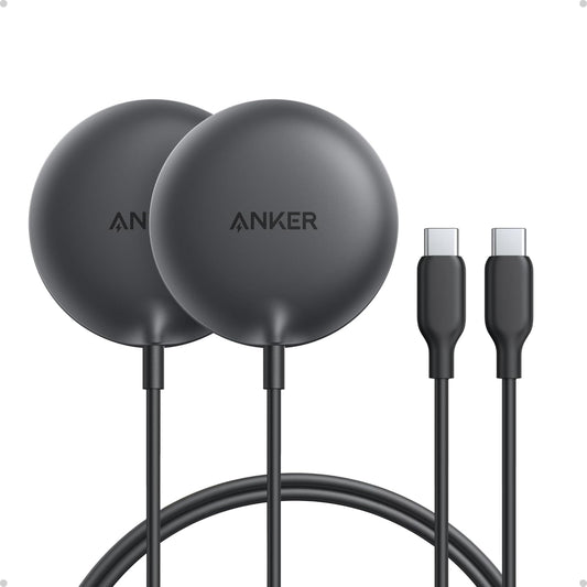 Anker Zolo Magnetic Wireless Charger, Qi2 Certified 15W MagSafe-Compatible Wireless Charging Pad, for iPhone 16/15/14/13 Series, AirPods, and More (Adapter Not Included) (Black, 2 Pack)
