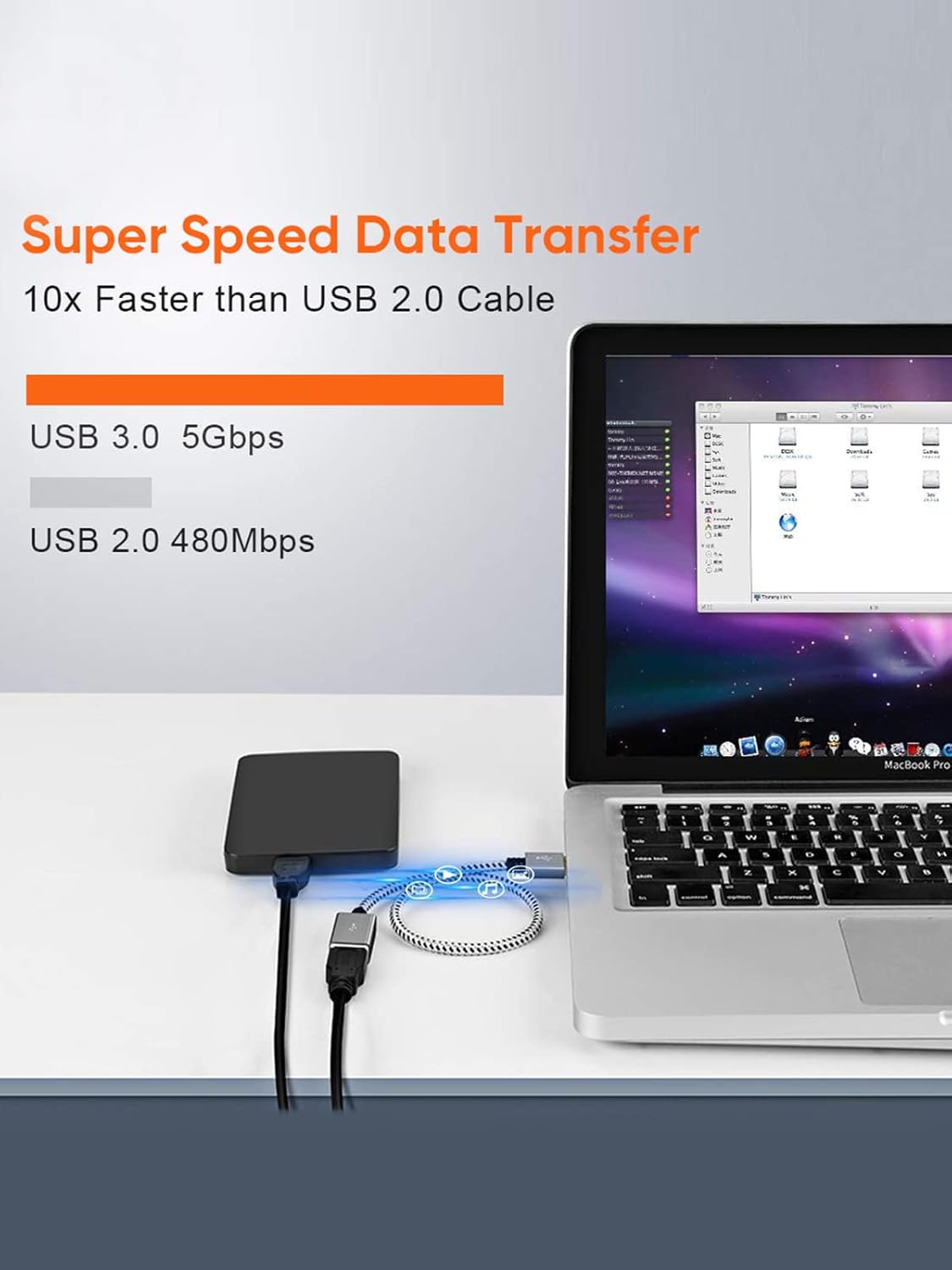 CableCreation Short USB 3.0 Extension Cable 1FT, USB 3.0 A Male to Female Extension Cable Extender Cord for VR, PlayStation, Keyboard, Printer, Space Gray 0.3M