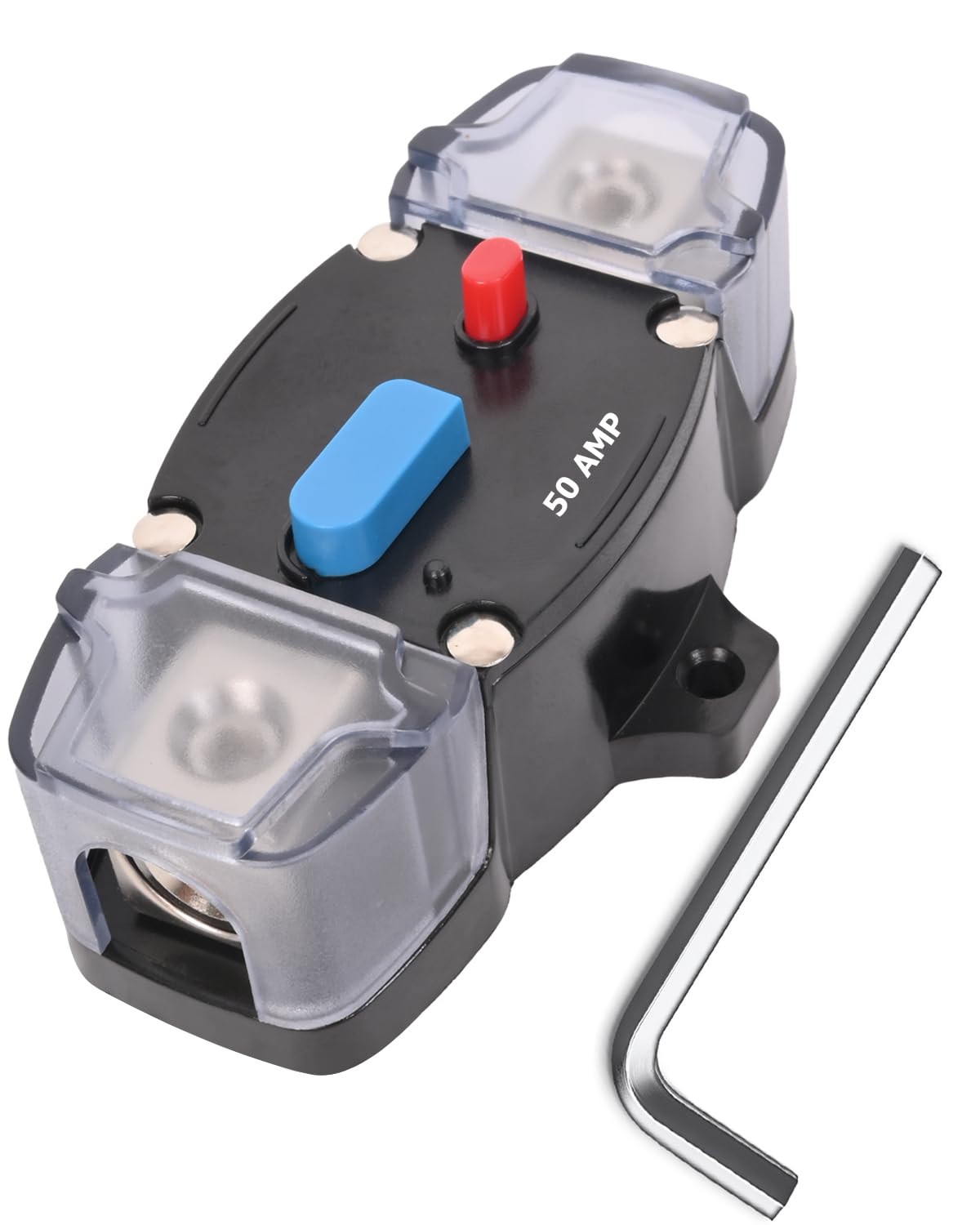 50 Amp Circuit Breaker with Manual Reset Waterproof Inline Fuse Inverter for Marine Trolling Motors Boat ATV Manual Power, Suface Mount, 12V-48V DC