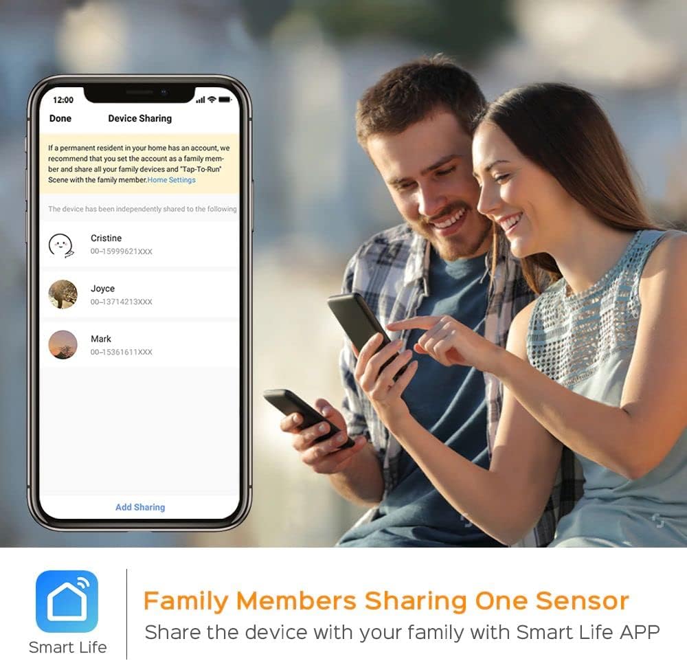 EVERSECU Tuya Smart WiFi Door Sensor Open / Close Detector App Notification Battery Operated, Compatible with Amazon Alexa, Google Assistant, No Need Hub