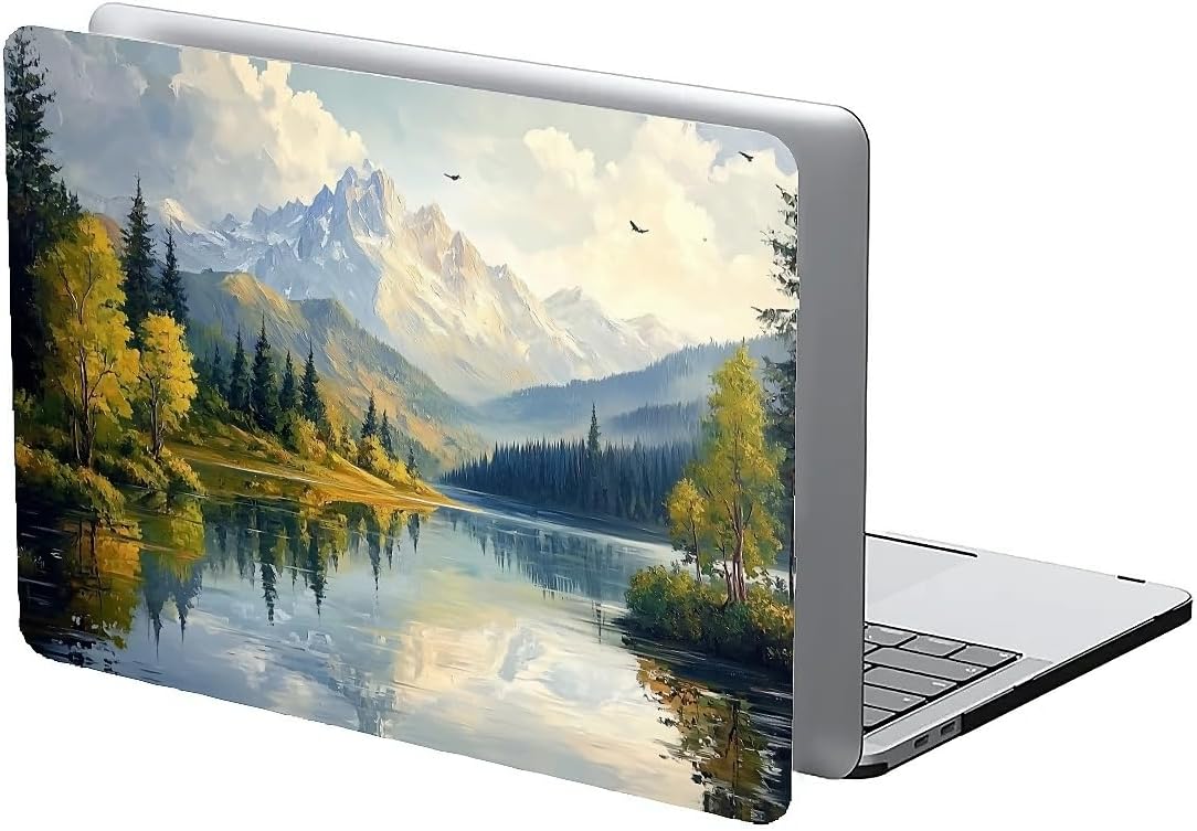 Compatible with MacBook Air 13.3 13.6 Inch Case 2022 2021 2020 2019 Plastic Hard Shell Case Cover,13.6 Air (A2681) M2 2022, Mountains and Trees