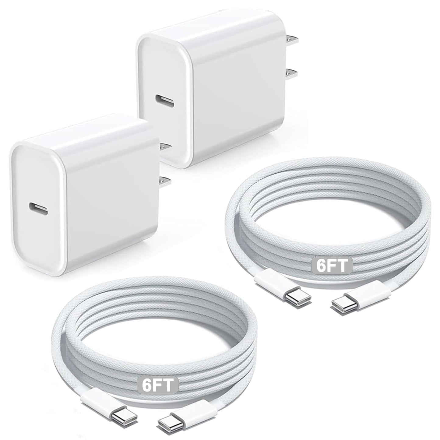 iPhone 16 15 Charger Fast Charging,iPad Fast Charger USB C Chargers Apple iPad Charger 2Pack 6FT Type C USBC to C Woven Cable Cord Block for iPad Pro 12.9/13/11inch,iPad Air,iPad Mini 6/7th,iPad 10/11