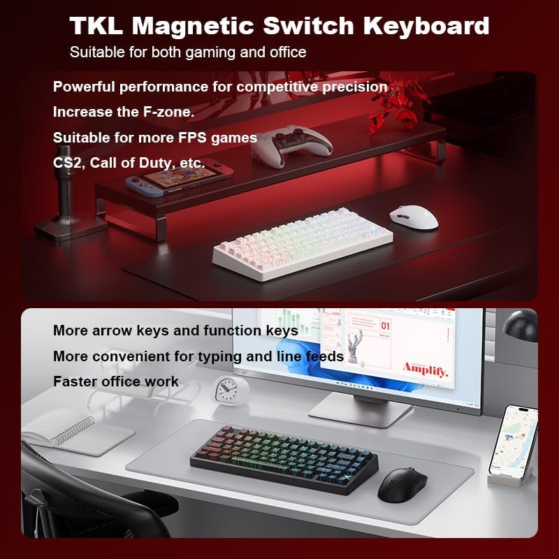 Hyekit x MCHOSE Jet 75 75% Wired Magnetic Switch Mechanical Gaming Keyboard, Rapid Trigger Hall Effect Keyboard, Hyper-Fast Adjustable Actuation, 8K Hz Polling Rate, RGB HotSwap, for PC/Mac, Black