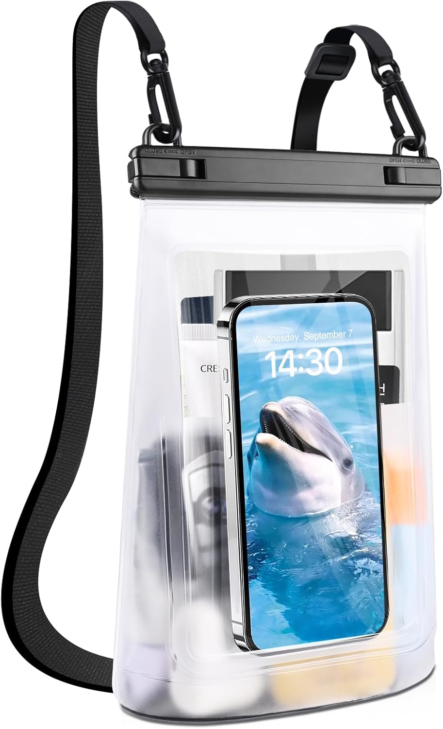 2L Waterproof Phone Pouch for iPhone 16 15 14 11 Pro Max & Galaxy S24 S21 - Floating Large Capacity Dry Bag Stores Sunscreen, Sunglasses - Oversized Waterproof Bag for Beach, Swimming, Kayaking