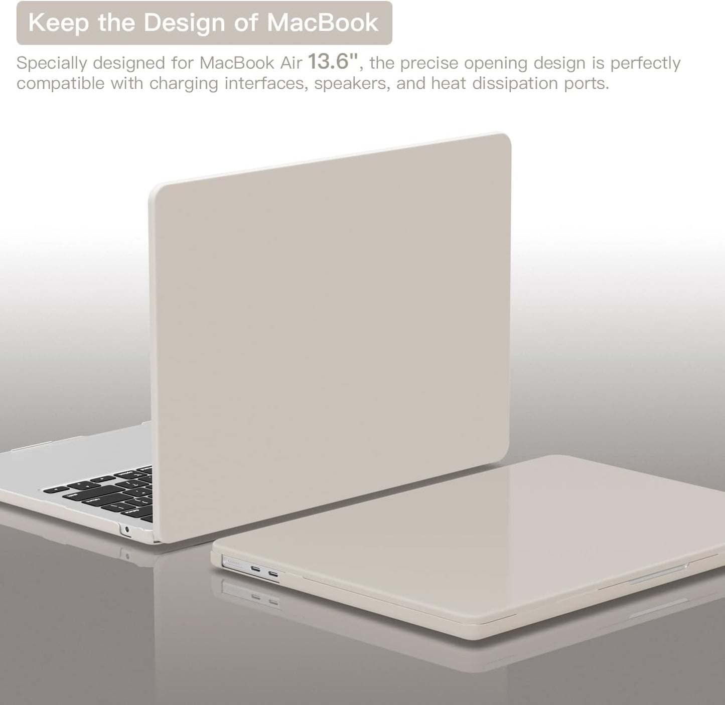 CISSOOK Compatible with MacBook Air 13.6 inch Case 2025 2024 2023 2022 Release M4 M3 M2 Chip, Plastic Hard Shell Case & Keyboard Cover for MacBook Air 13 A3240 A3113 A2681, Beige