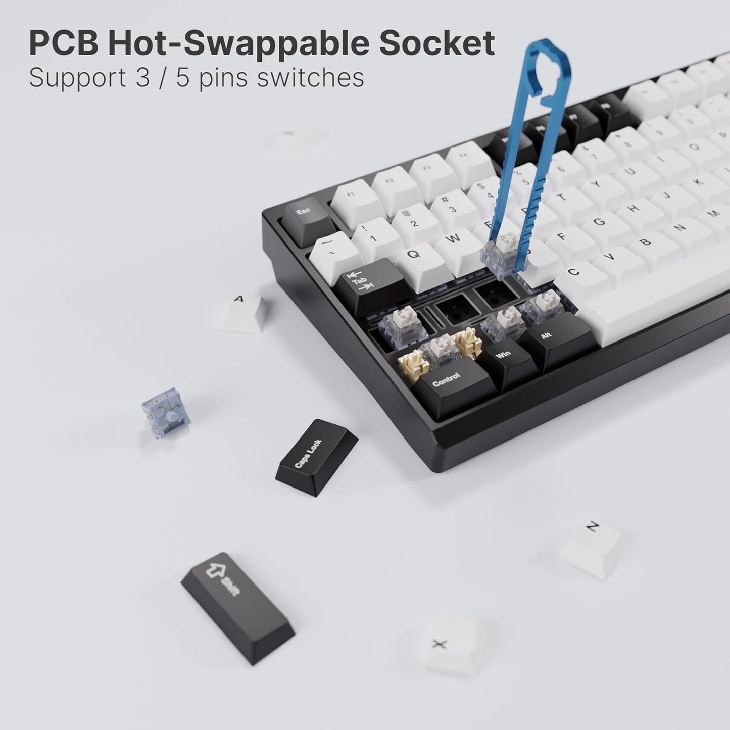 Chilkey ND TKL Aluminum Mechanical Keyboard, 87 Keys Tenkeyless Wireless Gaming Keyboard, Tri-Mode BT5.3/2.4GHz/USB-C PBT Keycaps Hot Swappable Custom Key Board for Windows Laptop Office PC