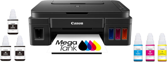 Canon G3200 All-In-One Wireless Supertank (MegaTank) Printer| Copier| Scanner| and Mobile Printing, Black, 6.5" x 17.6" x 13" (0630C002)