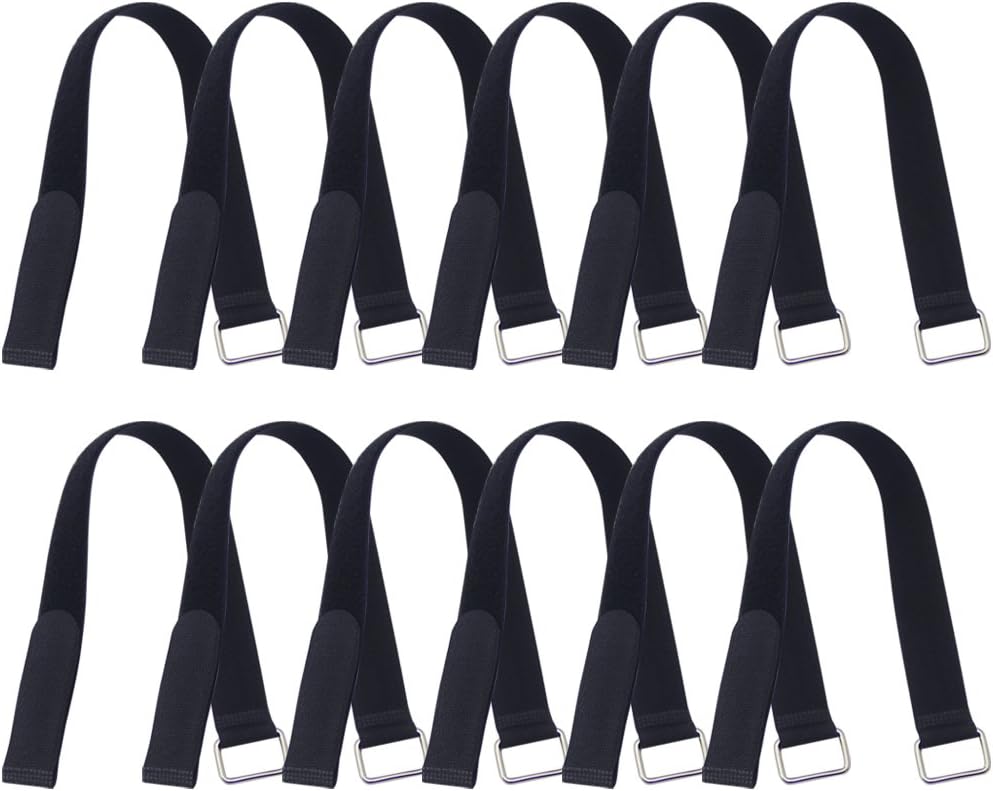 18 inch Extend Cable Strap and Adjustable Securing Strap with Buckle - 12 PCS Reusable Hook and Loop Fastening Nylon Cable Tie Wrap