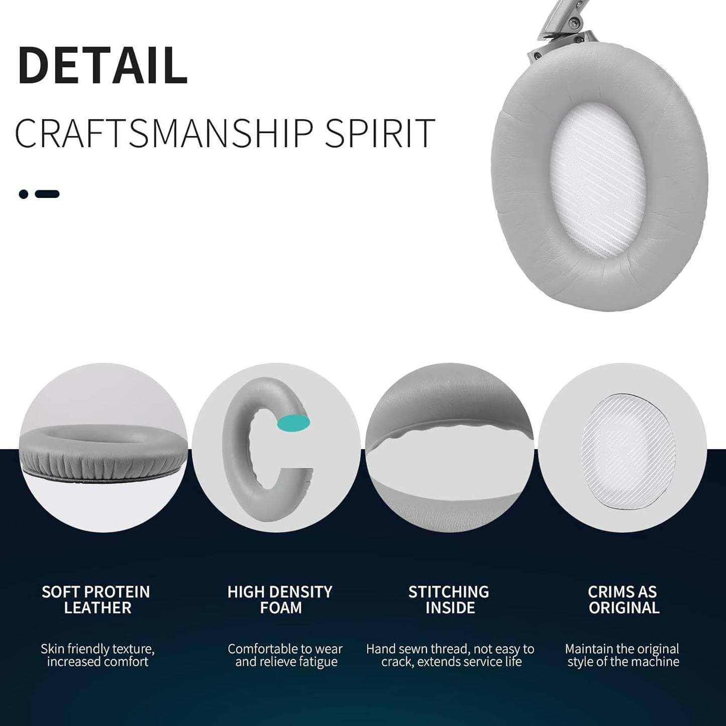 Ear Pads for Bose QC35: Durable Comfortable Noise Cancellation Replacement Cushion Earpads for Bose Quitecomfort 35 QC35 QC35 ii Headphones with Good Audio Quality