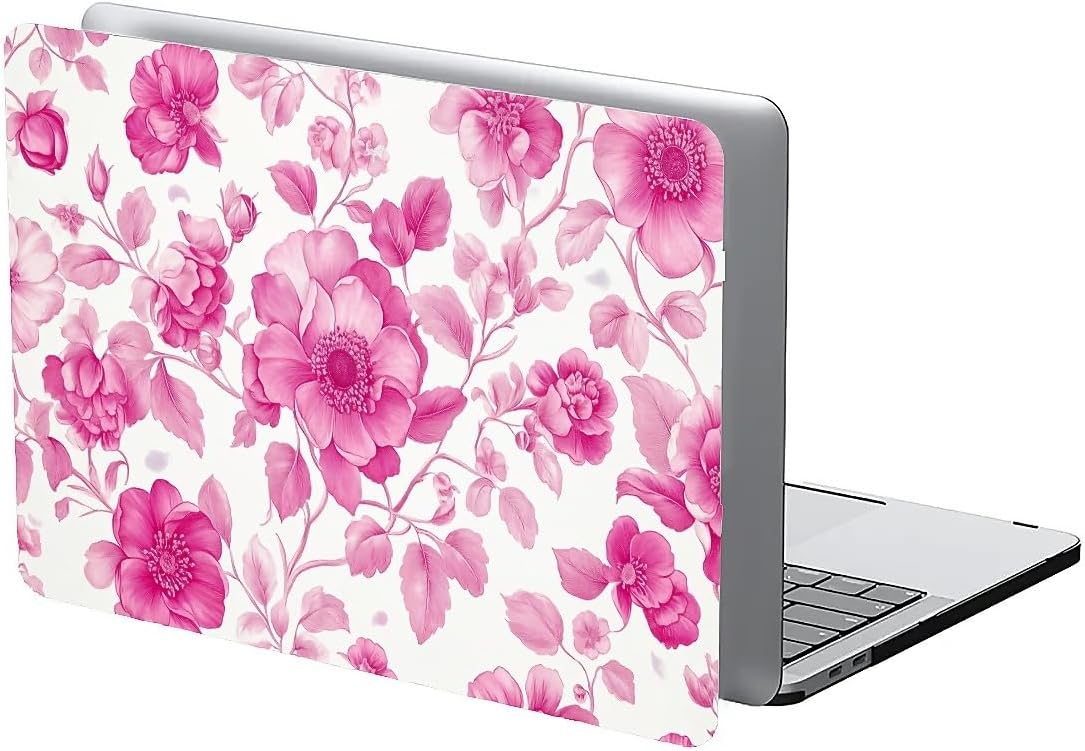 Compatible with MacBook Air 13.3 13.6 Inch Case 2022 2021 2020 2019 Plastic Hard Shell Case Cover,13.6 Air (A2681) M2 2022, Pink Vintage Floral
