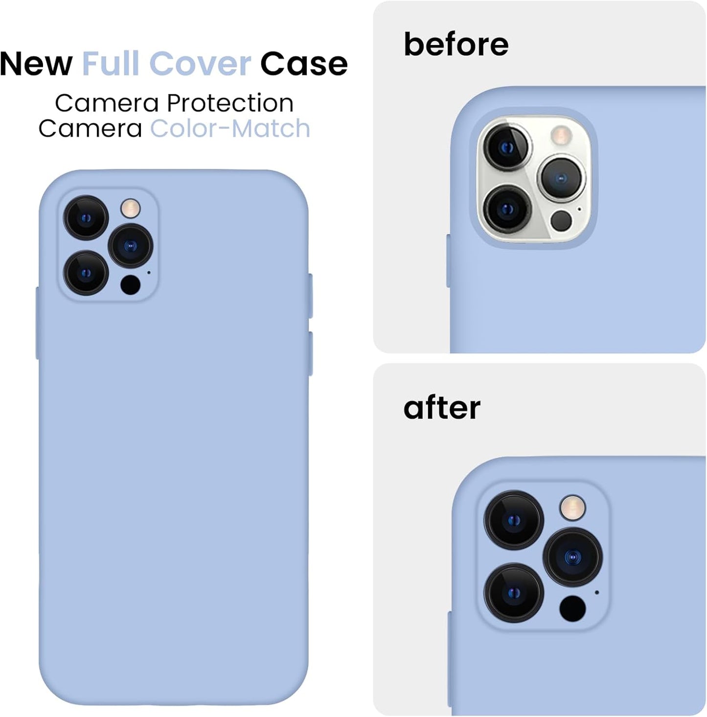 FireNova Designed for iPhone 13 Pro Case, Silicone Upgraded [Camera Protection] Phone Case with [2 Screen Protectors], Soft Anti-Scratch Microfiber Lining Inside, 6.1 inch, Light Blue