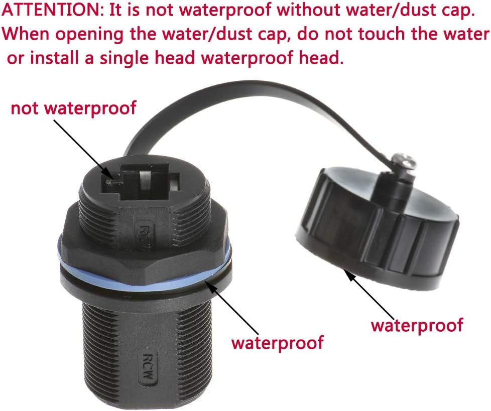 5PCS Panel Mounting Shielded RJ45 Waterproof Cat5/5e/6 8P8C Connector Ethernet LAN Cable Connector Double Head Adapter with Waterproof/Dust Cap