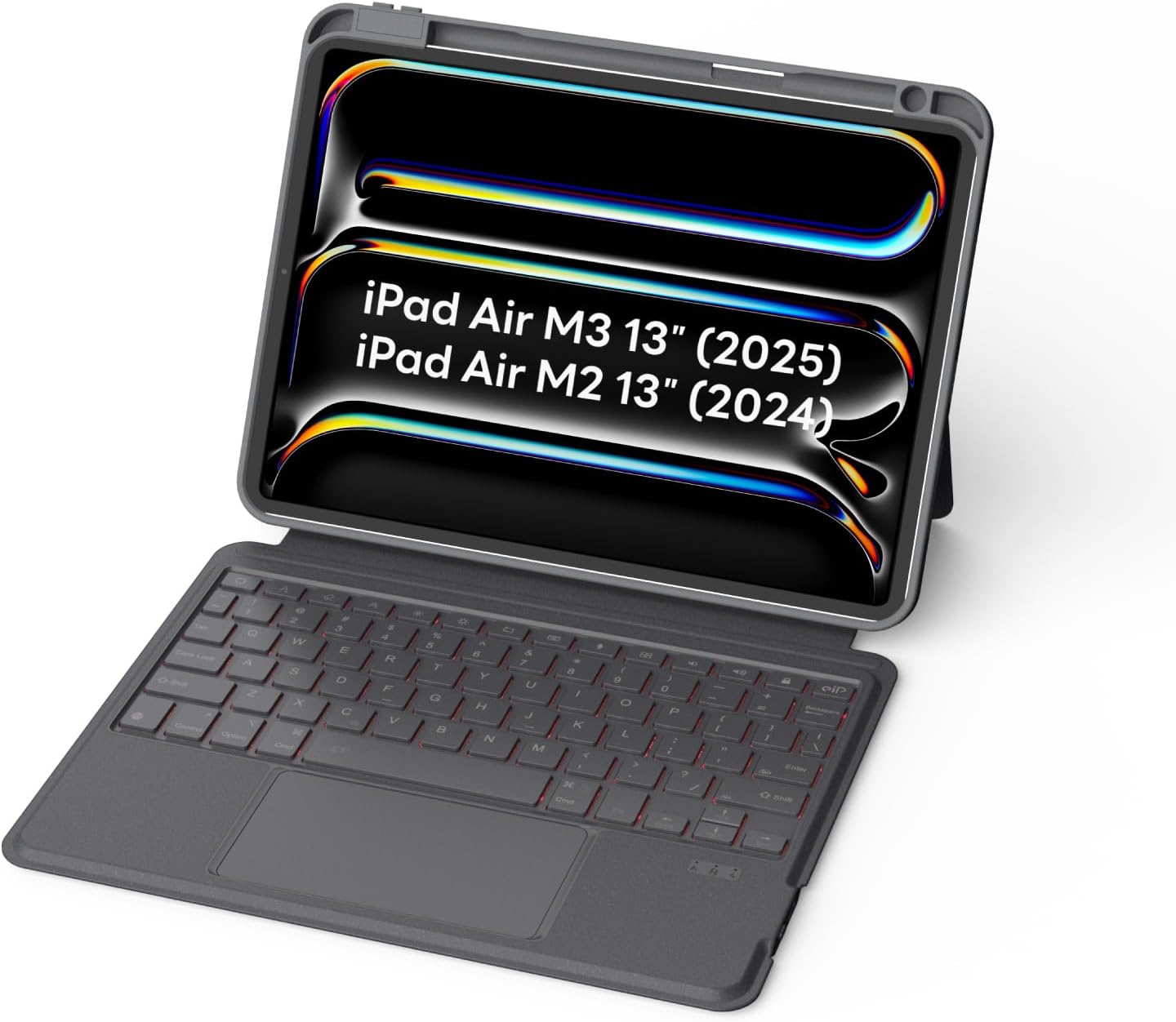 EIP Bluetooth Keyboard Case for iPad Air 13 inch (M3 2025/M2 2024), 13" Magnetic Detachable Case with Trackpad, 7-Color Backlit Keys, Stylus Shortcut Support, Slim Protective Cover