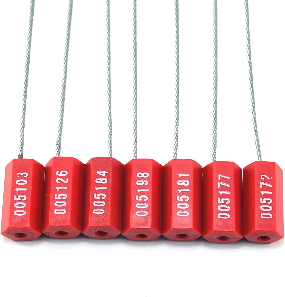 1000 Red Steel Cable Seals Metal Security Seals Tamper Resistant Seals Numbered Security Tags Safety Shipping Tags - Ties Self-Locking Padlocks for Containers Truck Trailer Tractor Cargo ISO 17712