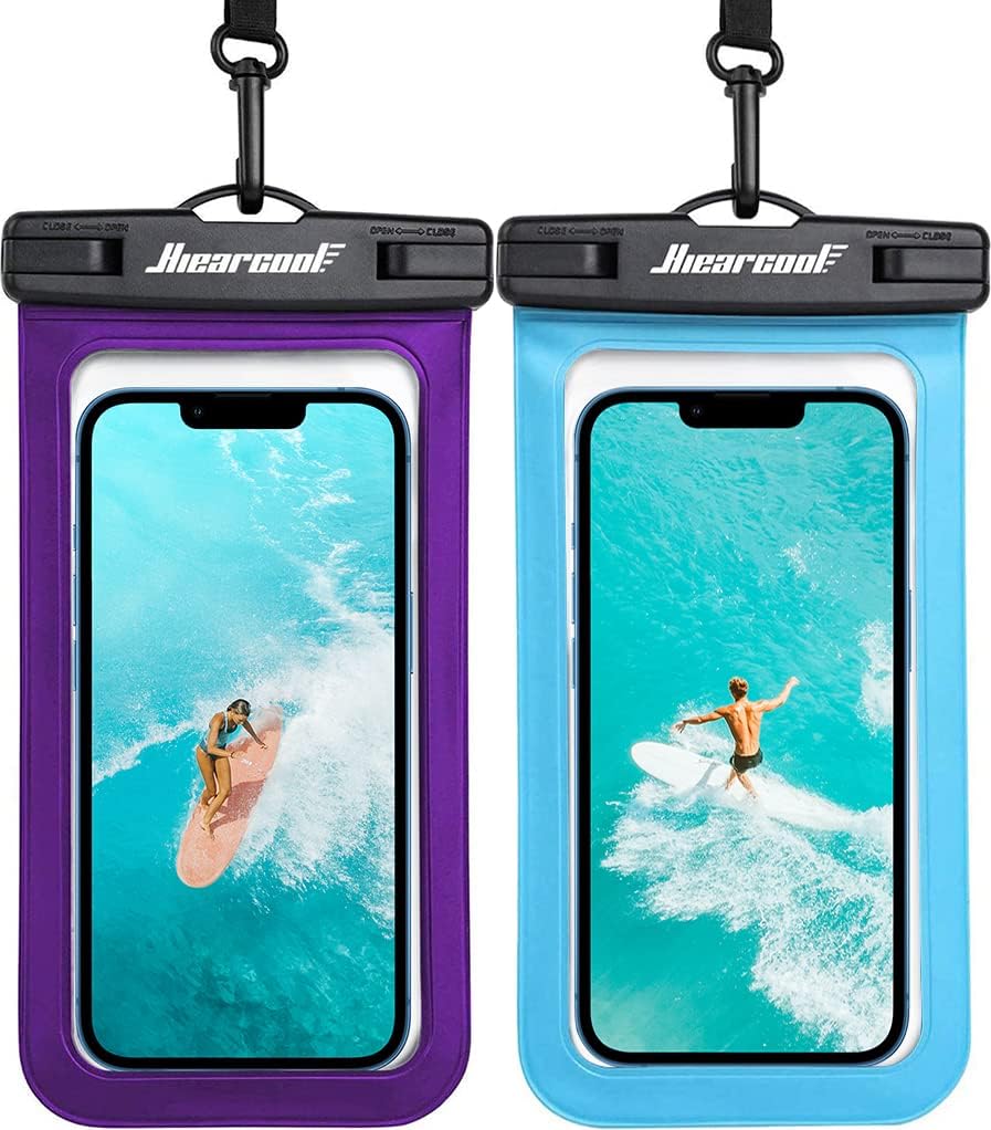 Hiearcool Universal Waterproof Phone Pouch, Dry Bag Compatible for iPhone 16 15 14 13 Pro Max XS Plus Samsung Galaxy S22 Cellphone Up to 8.3", IPX8 Water Proof Cell Phone Case for Beach-2Pack