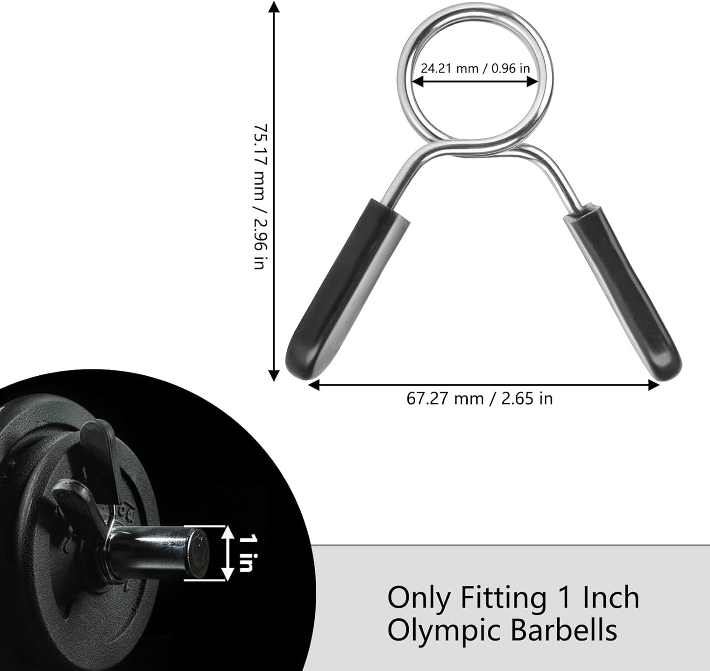 AccEncyc Spring Clip Collars 1 Inch Olympic Barbell Clamps Dumbbell Clips Weight Bar Clips for Weightlifting, Powerlifting, Strength Training