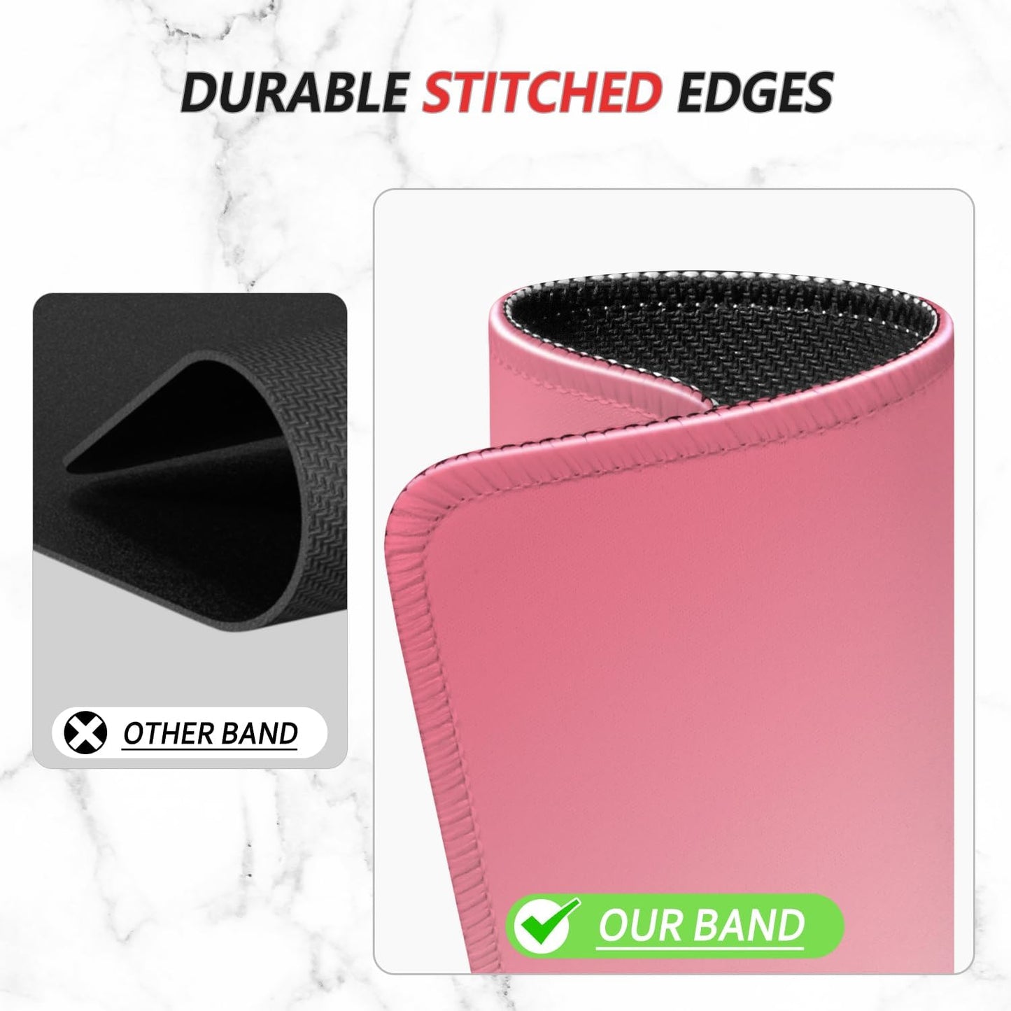 ITNRSIIET Mouse Pad Non-Slip Rubber Base Smooth Surface Stitched Edges Waterproof Durable Compatible with All Mice for Office & Gaming, Desk Accessory, 10.2x8.3x0.12 inch, Rose Gradient