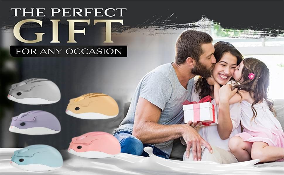 2.4GHz Wireless Mouse Cute Hamster Shape Less Noice Portable Mobile Optical 1200DPI USB Mice Cordless Mouse for PC Laptop Computer Notebook MacBook Kids Girl Men Women Mom Dad Gift (Blue)