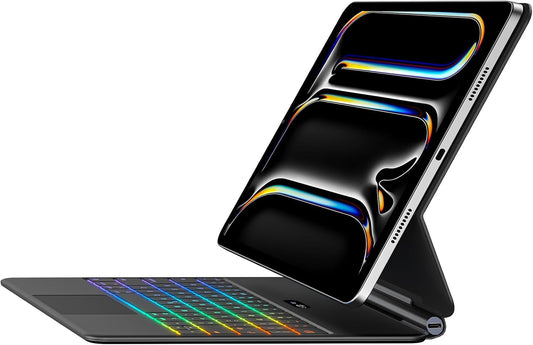 Keyboard Case for iPad Pro 11 Inch (M4) 2024, Ultra-Slim Magic Keyboard with Multi-Touch Trackpad, 7 Colors Backlight, Floating Cantilever Stand, BluetoothKeyboard for iPad Pro 11 M4, Black