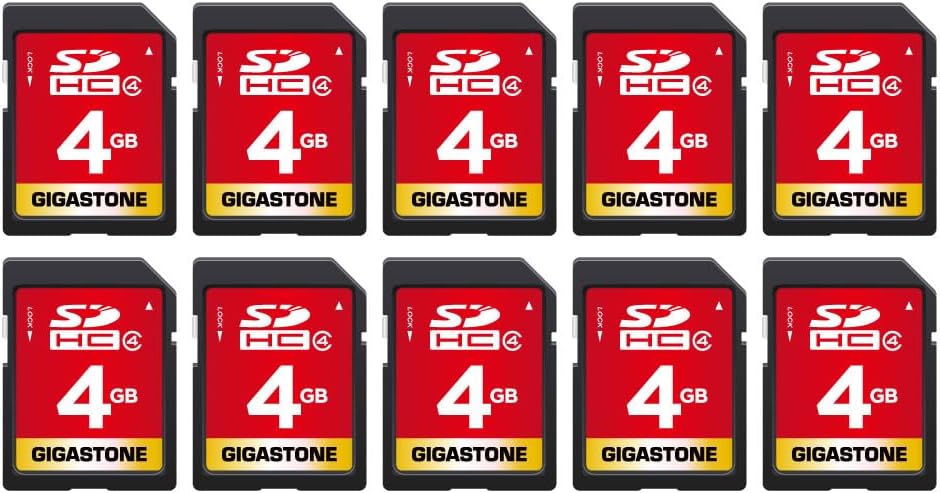 GIGASTONE 4GB SD Card 10-Pack SDHC Class 4 Memory Card for Photo Video Music Voice File DSLR Camera DSC Camcorder Recorder Playback PC Mac POS (Pack of 10)