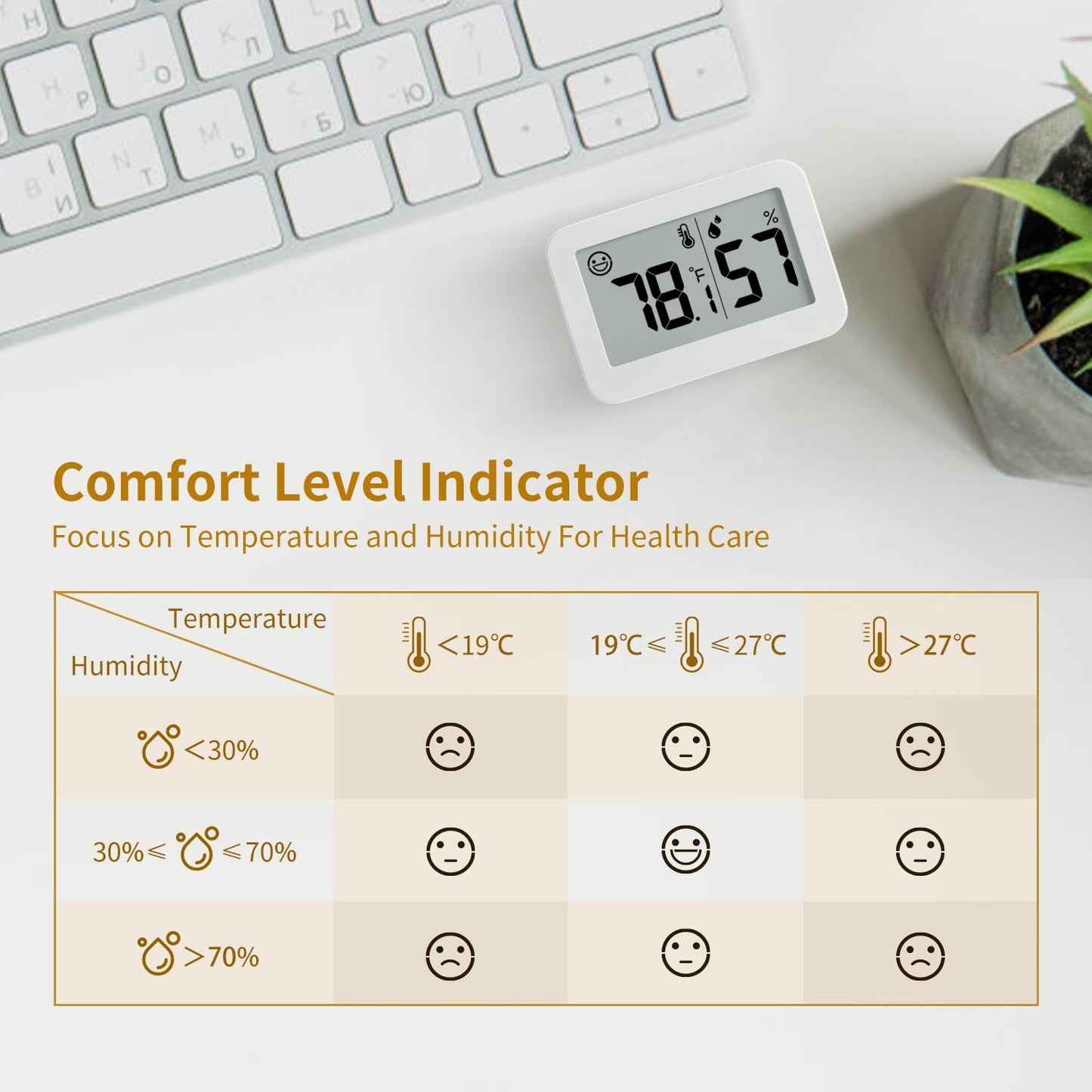 DOOMAY 2-Pack Mini Hygrometer Indoor Thermometer, Humidity Gauge with Switch (℃/℉), Humidity Meter Digital Temperature Monitor for Greenhouse Babyroom Cellar Reptile Incubator Closet