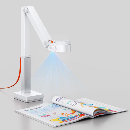 CZUR Fancy S Pro USB Document Camera for Teacher, 12MP 4K Webcam with Microphone and LED Light, Up to 60fps, Auto Focus, for Remote Teaching, Web Conference, for Mac and Windows, White