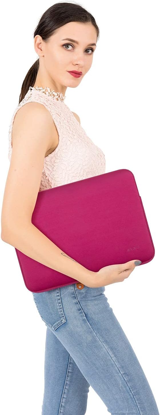 MOSISO Laptop Case 13.3 inch, 13-13.3 inch Laptop Sleeve Bag Compatible with MacBook Air/Pro 13/Pro 14 M5 M4 M3 M2 M1, HP Dell ASUS Lenovo, Neoprene Computer Sleeve Bag with Small Case, Rose Red