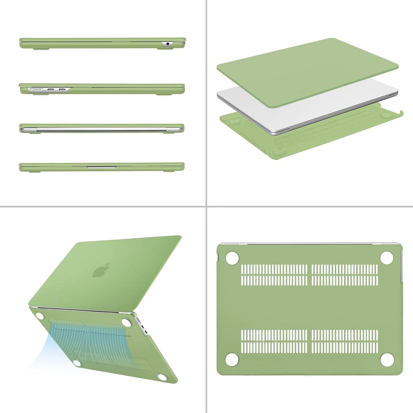 MOSISO Compatible with MacBook Air 13 inch Case 2025 2024 2023 2022 M4 A3240 M3 A3113 M2 A2681, Plastic Hard Shell&Keyboard Cover&Screen Film&Type C for MacBook Air 13.6 inch Case, Chartreuse