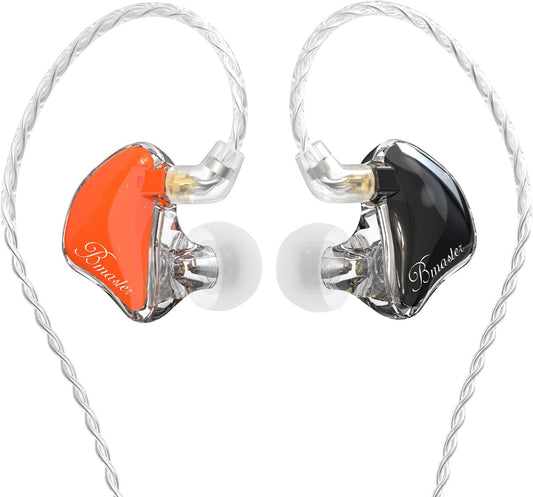 BASN in-Ear Monitors, Bmaster Triple Driver HiFi Stereo Noise-Isolating with Enhanced Bass for Musicians Stage/Audio Recording (PRO Orange/Black)