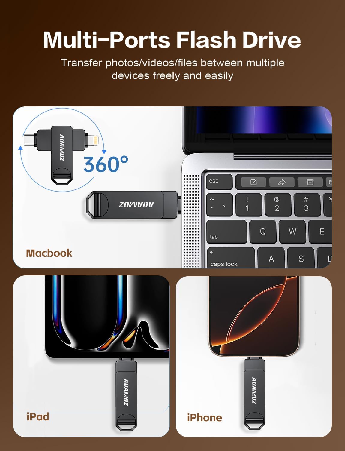 512GB Flash Drive Intended for iPhone, Memory Stick Storage Files Photos Videos Backup, Compatible with iPhone iPad Android PC, Plug and Play, No Application Required (Metal Gray)