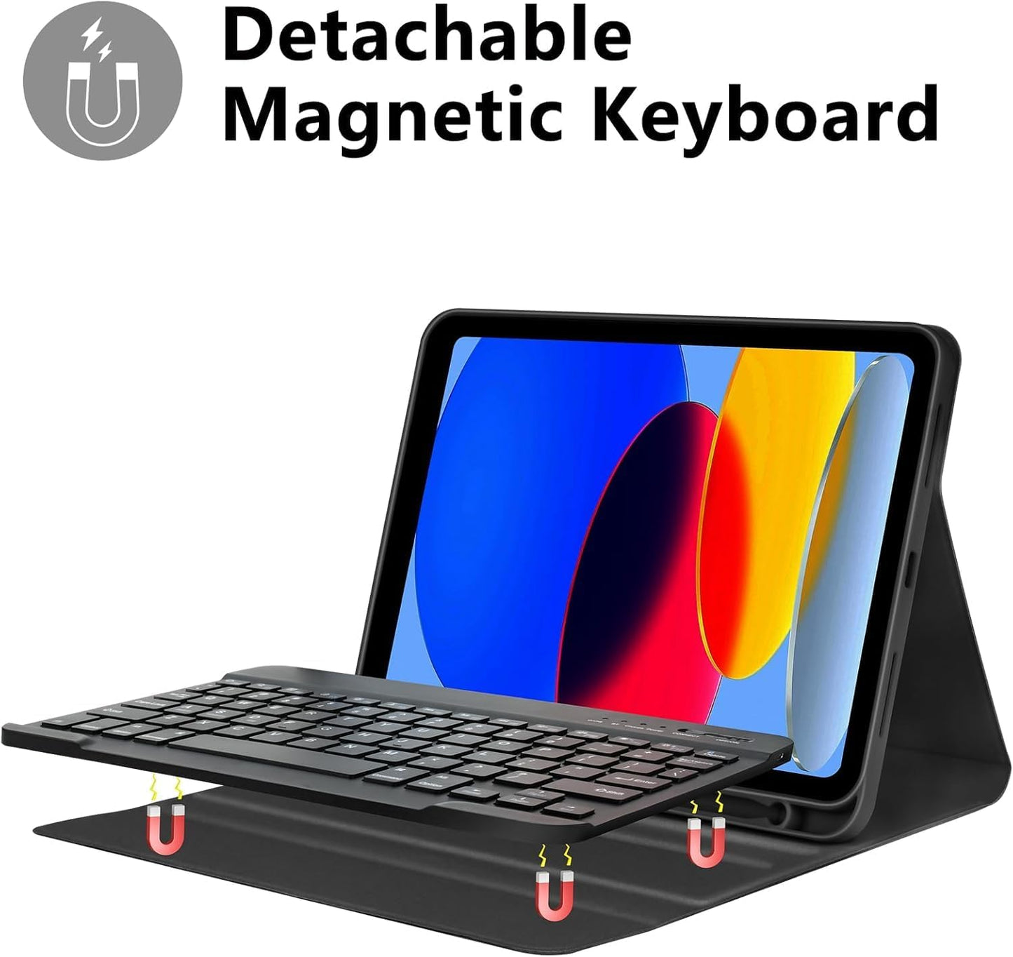 Keyboard Case Compatible for iPad 11th Generation (A16, 2025) and 10th 10.9 inch (2022), Wireless Detachable Keyboard with Premium Protective Cover with Pencil Holder for Apple iPad 2022 10.9 Inch