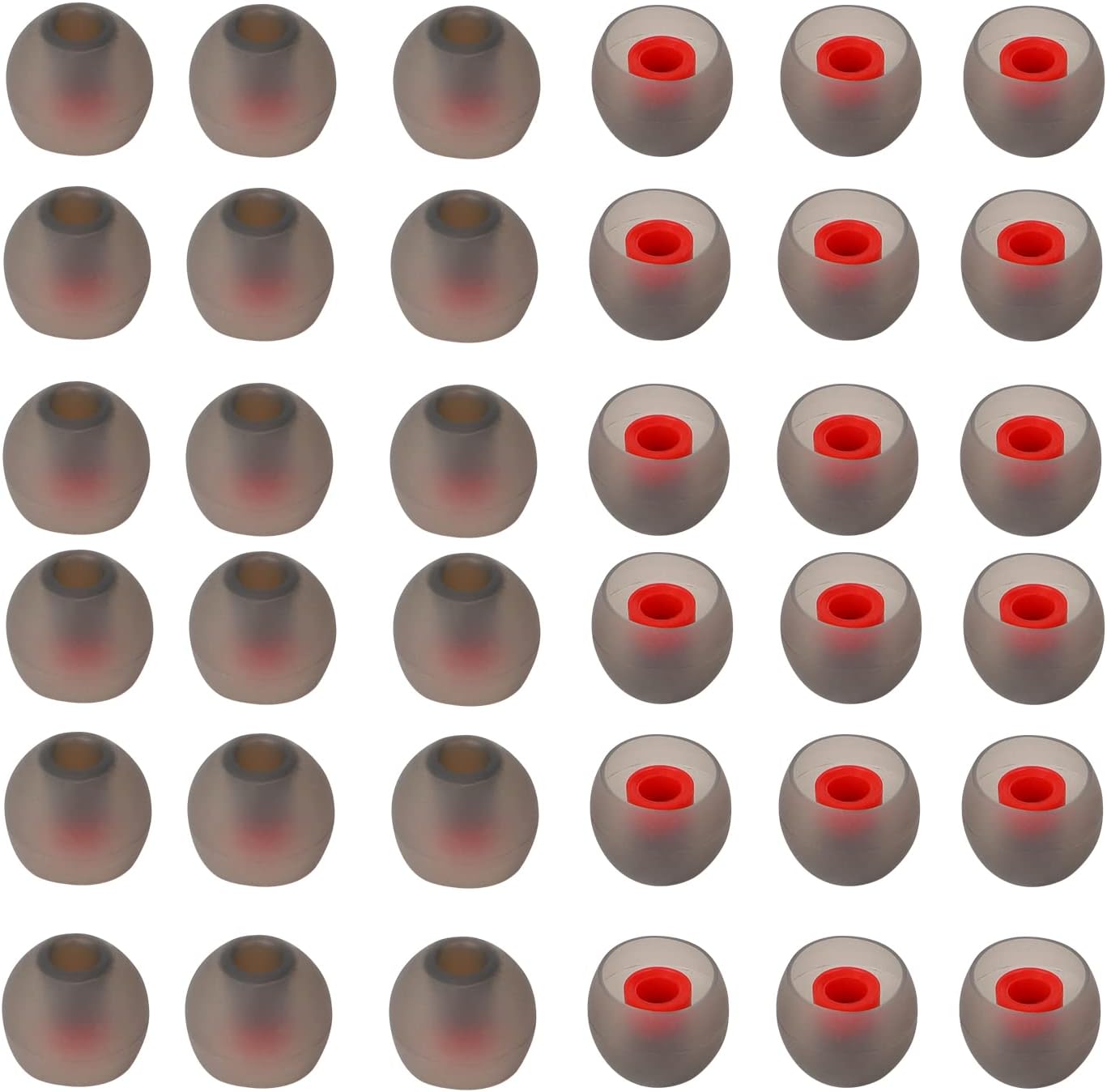 36 Pieces Small Earbud Tips Soft and Comfortable Ear Bud Replacement Pieces Silicone Fit Most in-Ear Headphones，Inner Hole 3.8mm -5.5mm，Small Black and Red Replacement Eartips