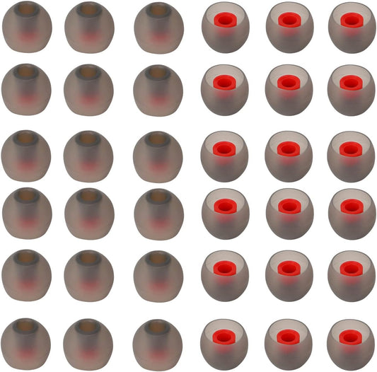 36 Pieces Small Earbud Tips Soft and Comfortable Ear Bud Replacement Pieces Silicone Fit Most in-Ear Headphones，Inner Hole 3.8mm -5.5mm，Small Black and Red Replacement Eartips
