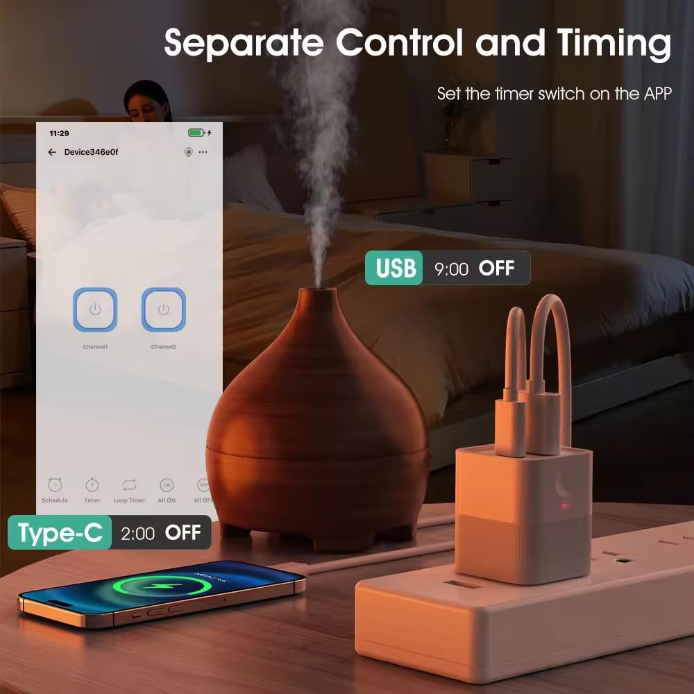 eWelink app Micro WiFi USB Type A Adaptor, Smart 5-12V DC Outlet Switch,Remote Timer Your USB Device by Phone app,Compatible with Alexa Google Home