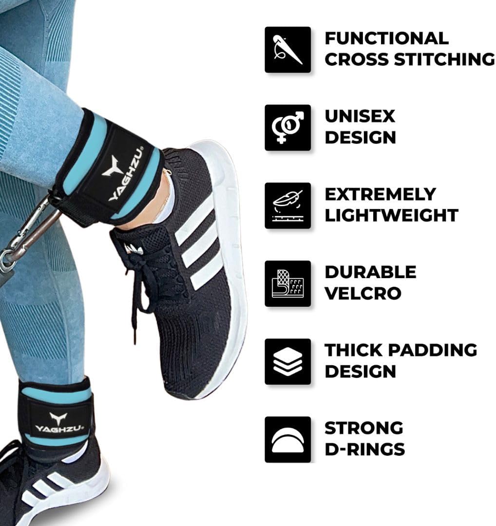 Ankle Straps for Cable Machines Women - Adjustable Gym Ankle Strap for Cable Machine, Neoprene Padded Cable Straps, Durable Leg Strap with Cable Cuff, Glute Kickback Ankle Strap with D Rings