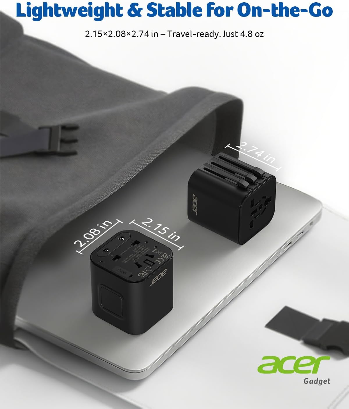 Acer European Travel Plug Adapter，Universal Travel Adapter, International Power Adapter for USA to Europe UK France Germany Spain Ireland Australia (Type C/G/A/I),Black