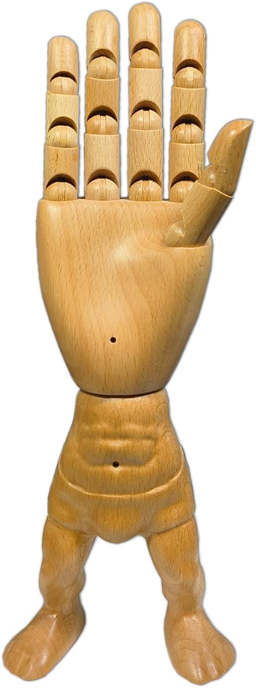 Hand Model,Wood Hand for Nails,Drawing Wooden Hand,Wooden Mannequin,Wood Hand,Hand Model for Drawing,Male_R with Lower Body