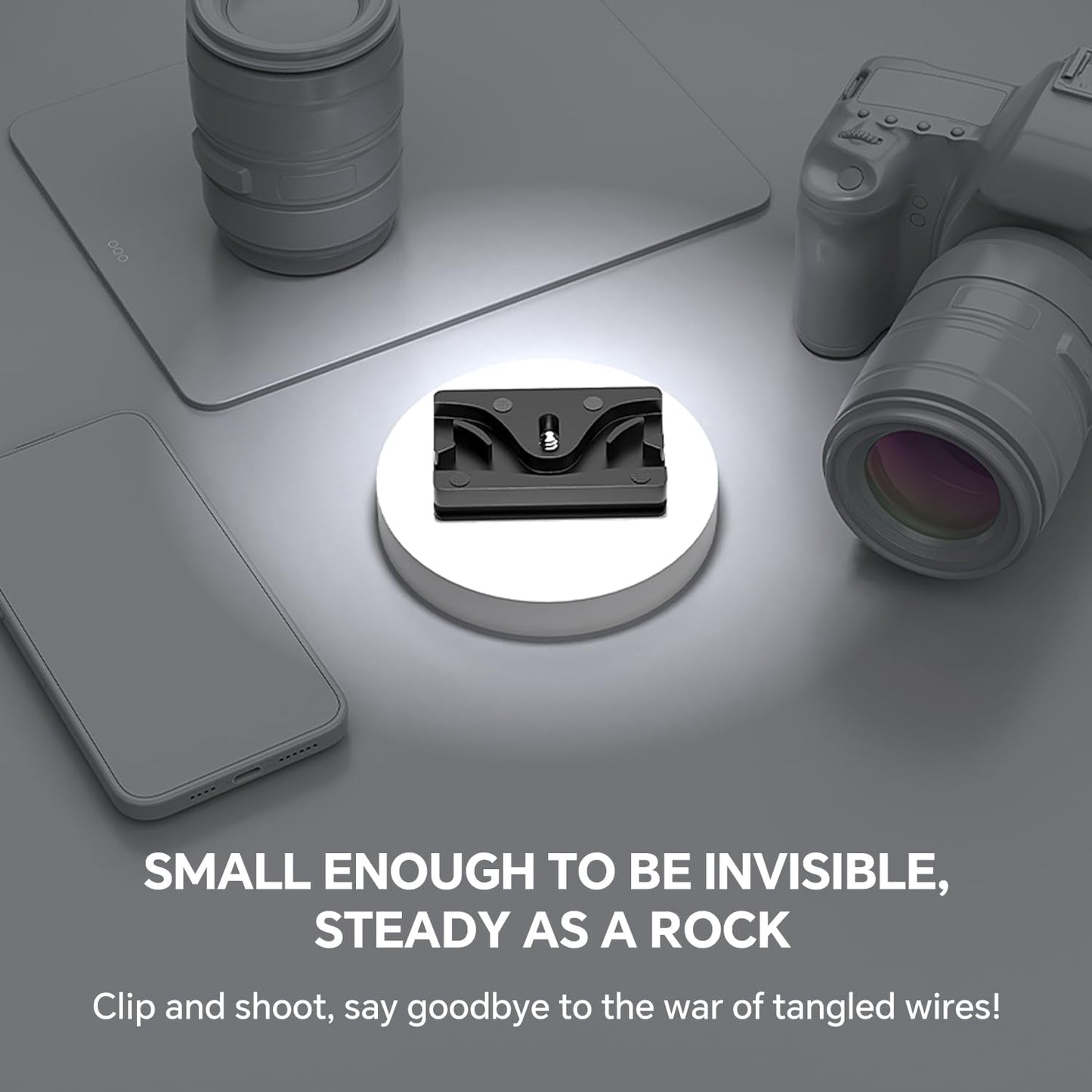 Aluminum Camera Cable Locking Clip - Adjustable USB/HDMI Protector with 1/4-inch Threads, Secure Cable Clip for DSLR Camera Photographer Students (Black)