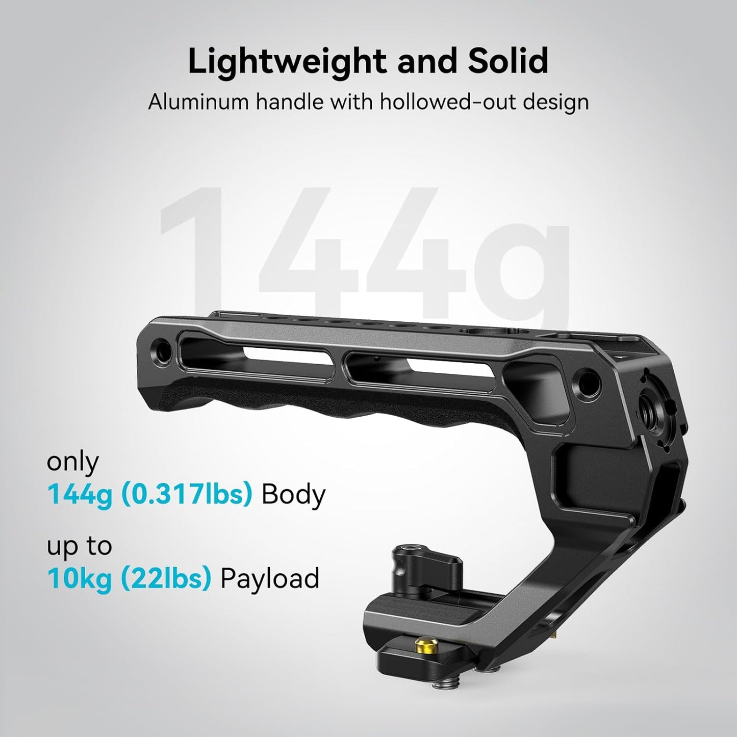 SMALLRIG Lightweight NATO Top Handle, Quick Release NATO Grip w/NATO Rail for DSLR Camera Cage, Universal Top Handle with 5 Cold Shoe Adapters - 4345 Black